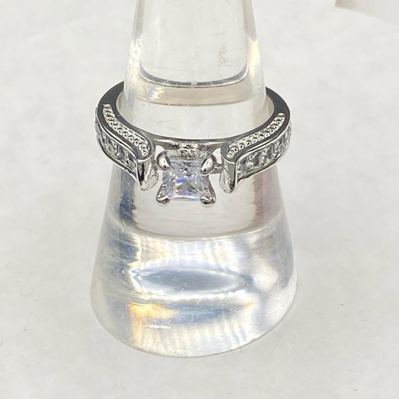 Sterling Silver Wedding Engagement 3 Piece Ring Set - Picture 10 of 13